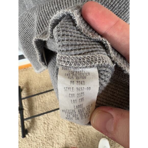 Vintage 90s Roses Thermal Top Gray Long Sleeve Crewneck Cozy Nostalgic Kidcore - Picture 5 of 7